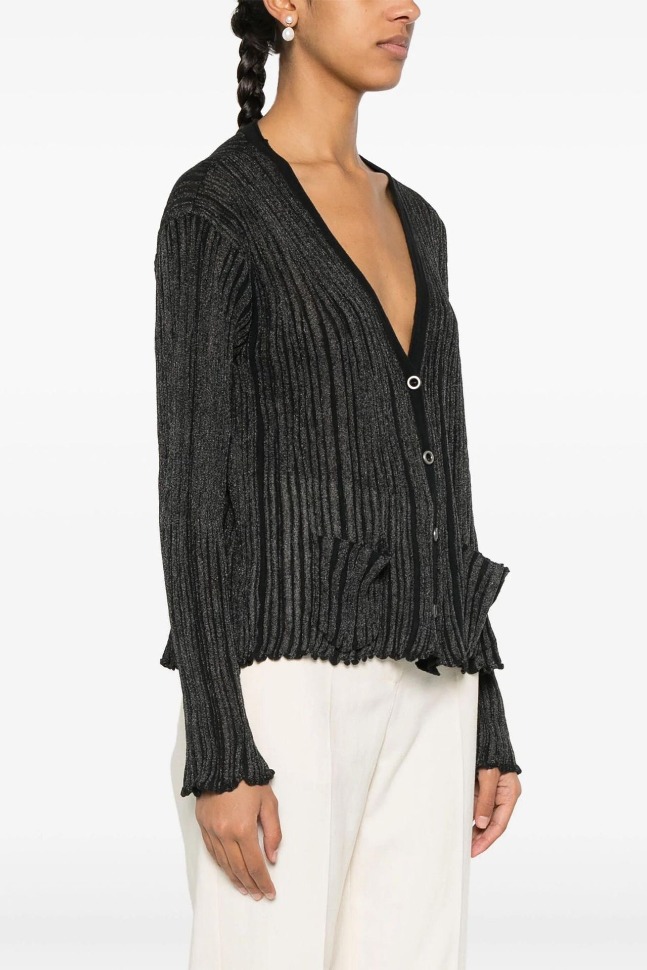 PLISSE CARDIGAN BLACK-CARDIGAN-Transit-Debs Boutique