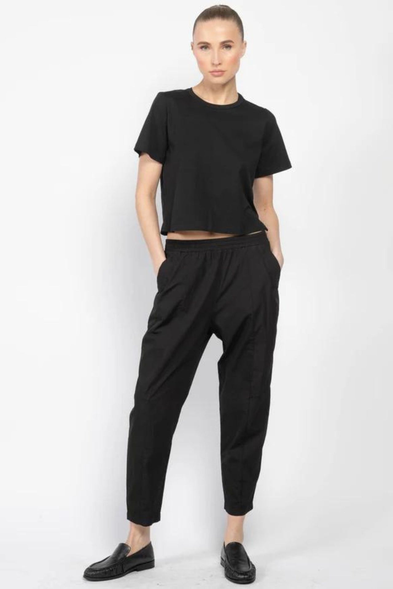 COTTON PANT BLACK-PANT-Transit-Debs Boutique