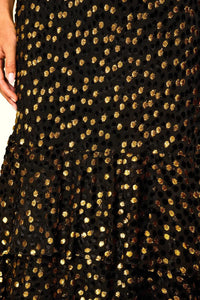 Thumbnail for AMELLE DRESS SCATTER DEVORE GOLD-DRESS-RIXO-Debs Boutique