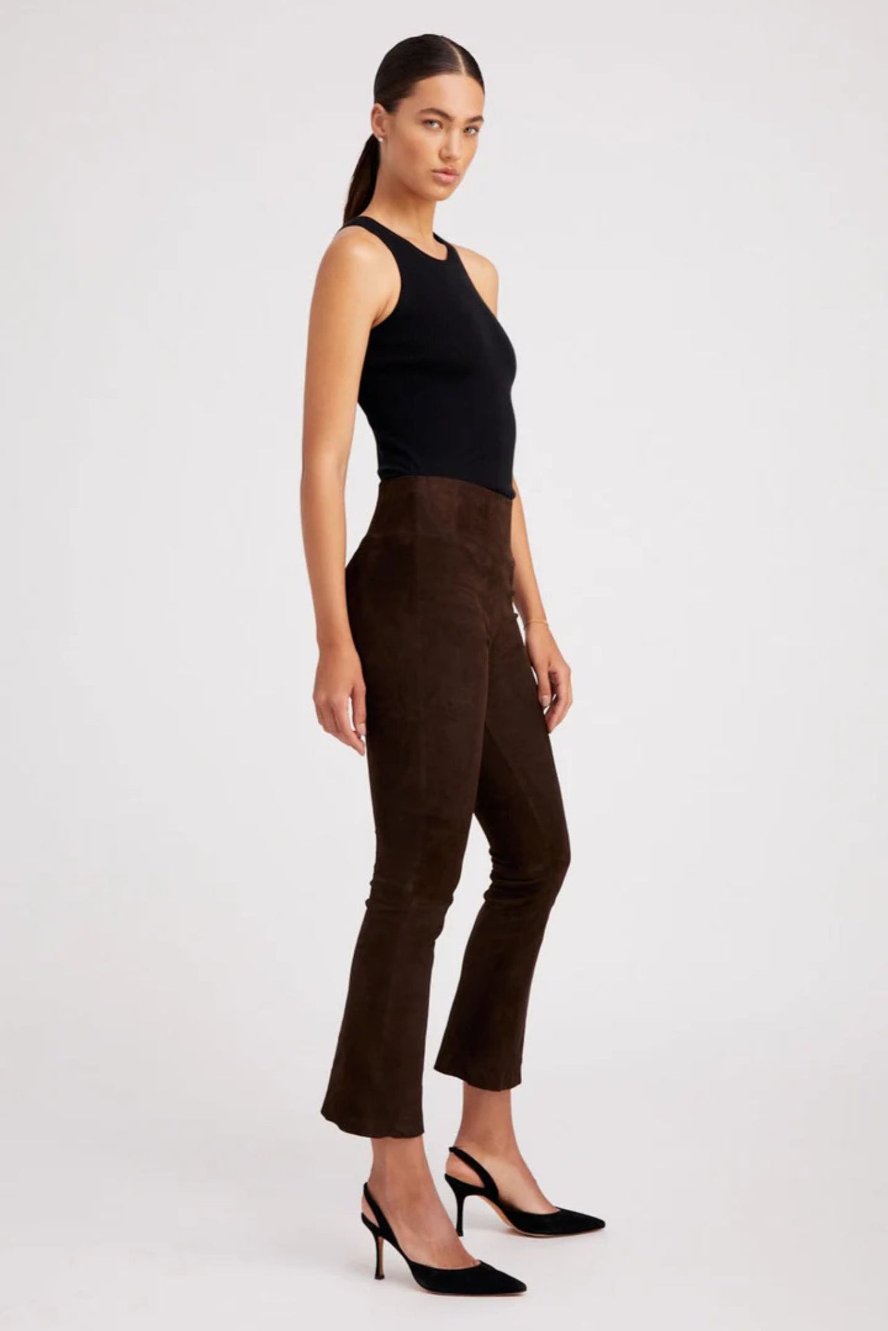 Ankle Suede Flare in Americano-Pant-SPRWMN-Debs Boutique