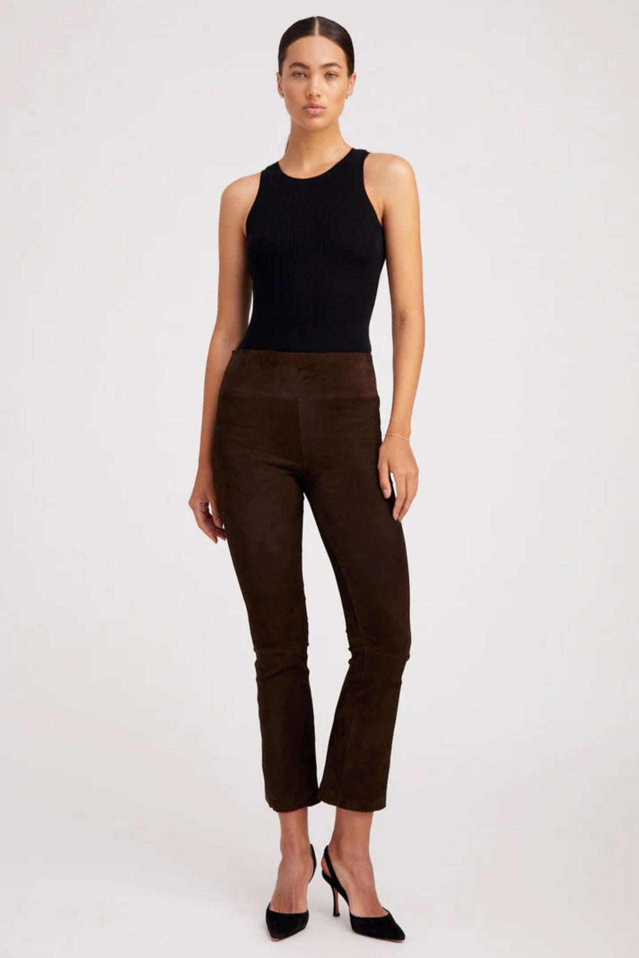 Ankle Suede Flare in Americano-Pant-SPRWMN-Debs Boutique