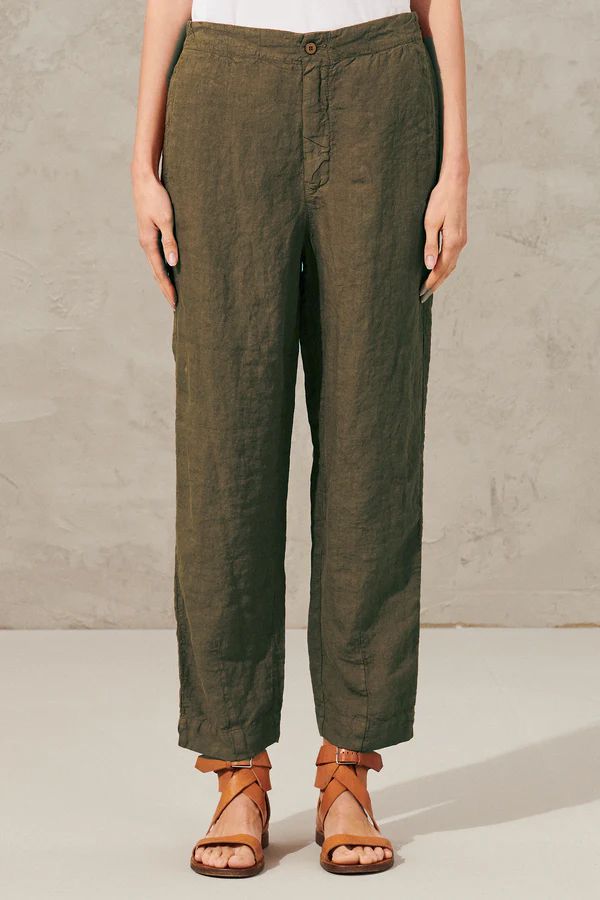 LINEN SLIM PANT BROWN-PANT-Transit-Debs Boutique