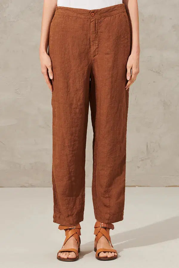 LINEN SLIM PANT RUST-PANT-Transit-Debs Boutique