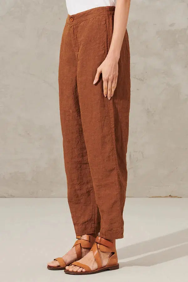 LINEN SLIM PANT RUST-PANT-Transit-Debs Boutique