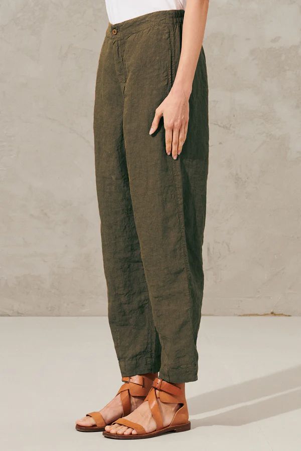 LINEN SLIM PANT BROWN-PANT-Transit-Debs Boutique