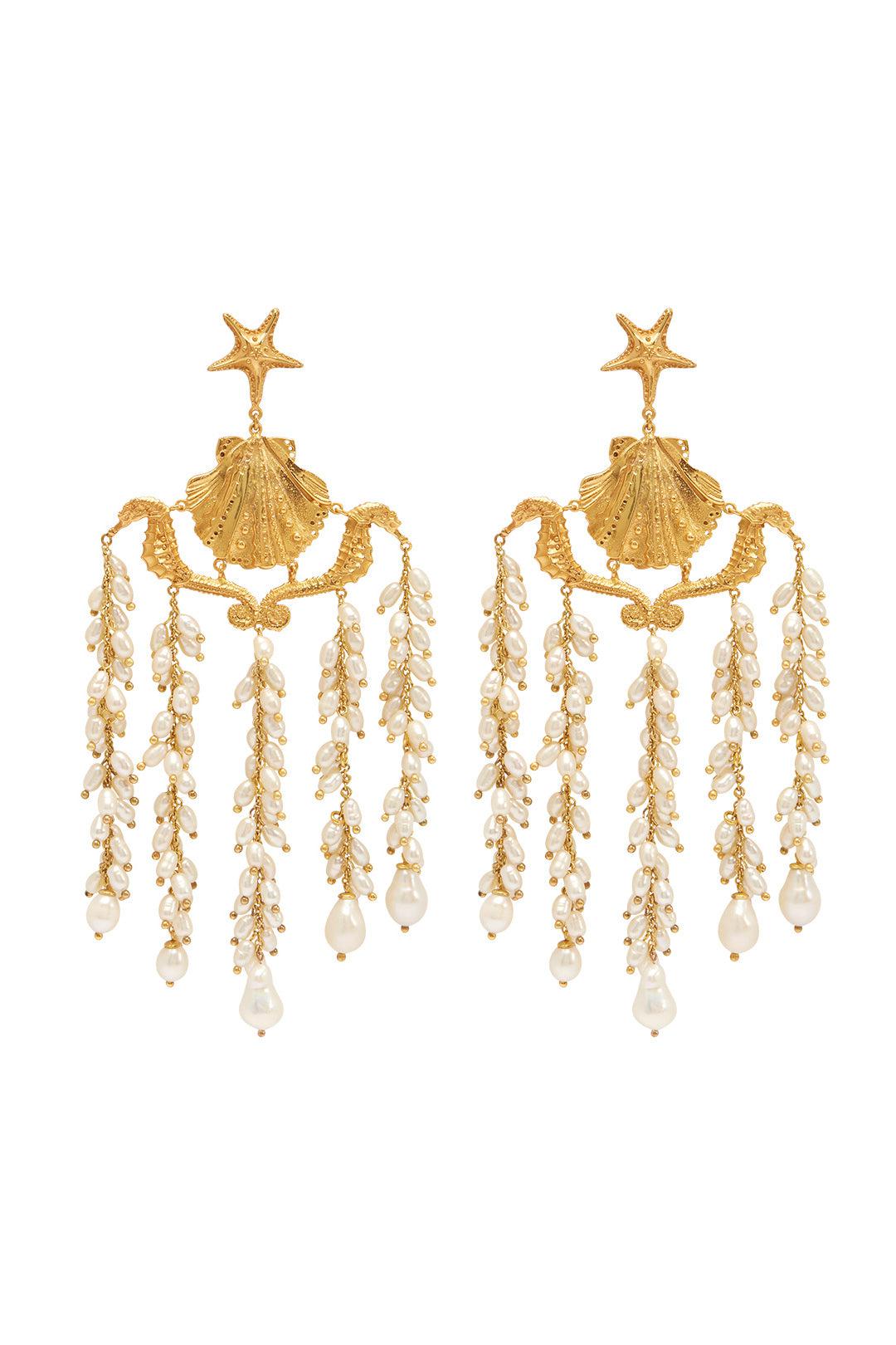 CURIO PEARL CHANDELIER EARRINGS-EARRINGS-ALEMAIS-Debs Boutique