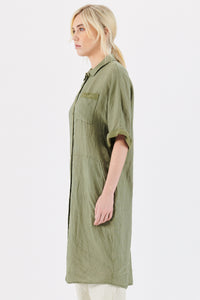 Thumbnail for Linen Shirtdress E143 Green-Dress-Transit par Such-Debs Boutique