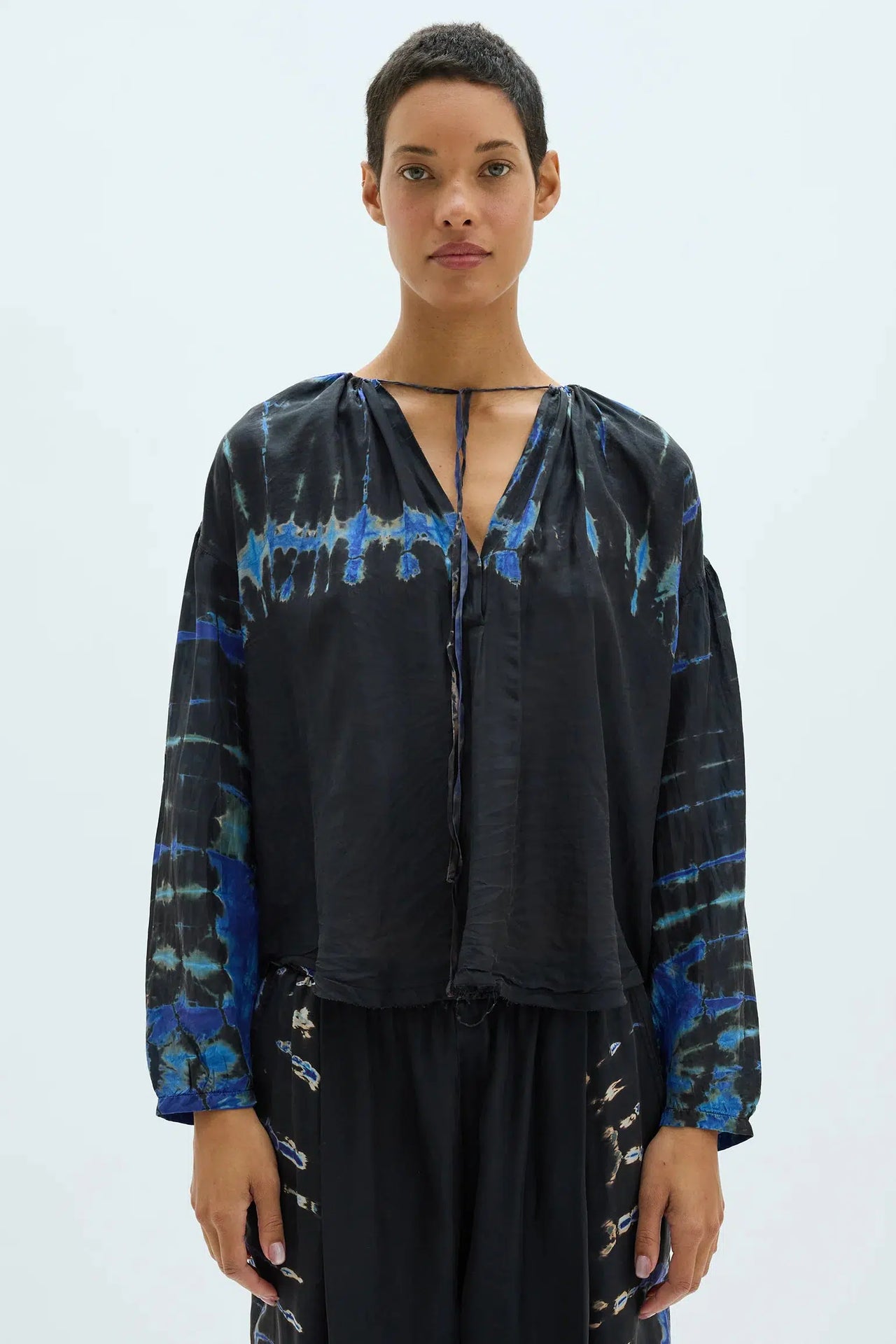 Shibori Poet Blouse-Tops-Raquel Allegra-Debs Boutique